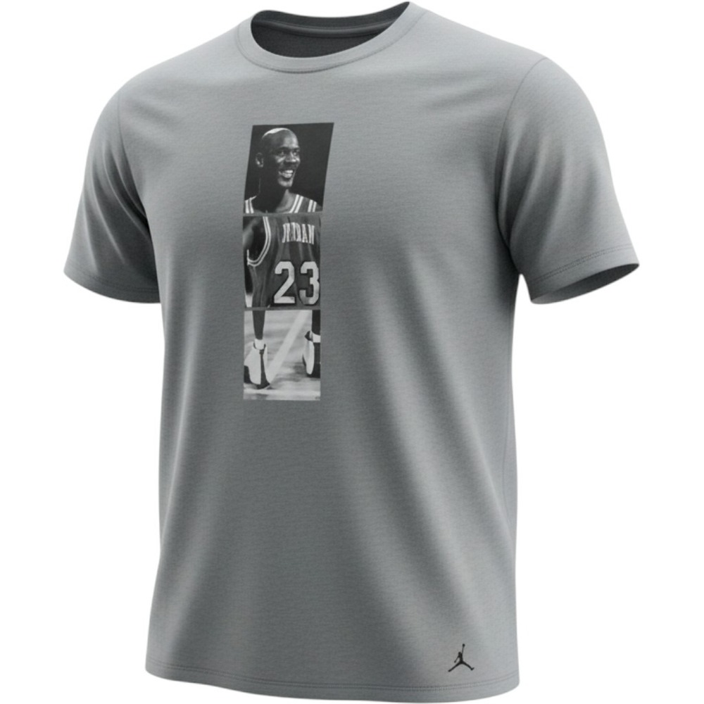 Jordan Graphic T-Shirt Men Large Gray Michael Jordan 23 Photo Tee